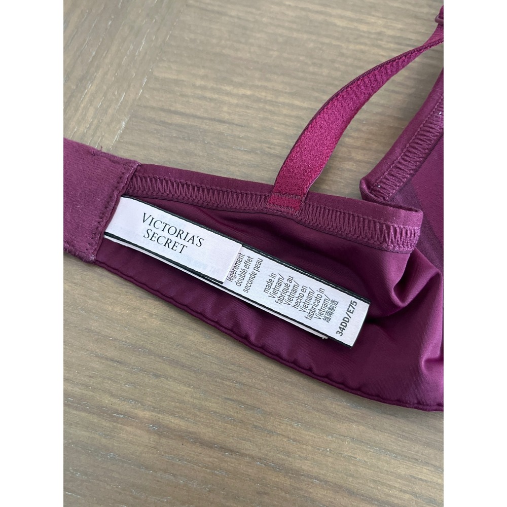 Victoria's Secret T Shirt Lightly Lined Wireless Bra 34DD Burgundy‎